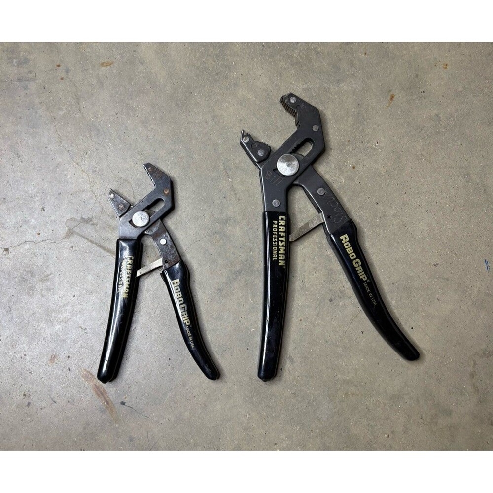 Lot of 2 Vintage Craftsman Jaw Robo Grip Pliers 45010 9" and 45028 7”
